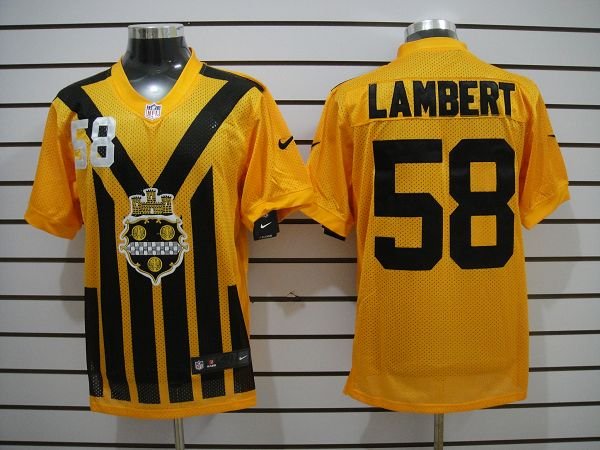 2012 NEW NFL Pittsburgh Steelers #58 Lambert Yellow NEW 1933s Throwback Jerseys(Elite)