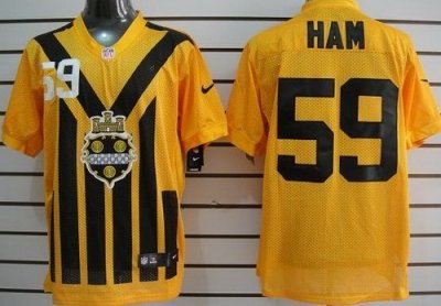 NEW Pittsburgh Steelers #59 Ham Yellow NEW 1933s Throwback Jerseys(elite)