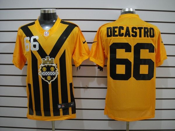 NEW NFL Pittsburgh Steelers #66 Decastro Yellow NEW 1933s Throwback Jerseys(Elite)