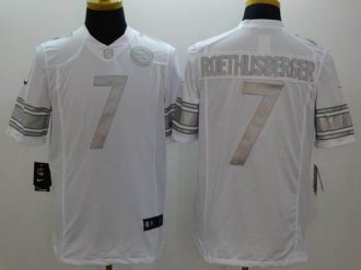 Nike Pittsburgh Steelers #7 Ben Roethlisberger White NFL Limited Platinum Jersey