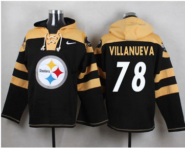 Nike Pittsburgh Steelers #78 Alejandro Villanueva Black Player Pullover NFL Hoodie