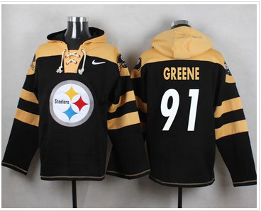 Nike Pittsburgh Steelers #91 Kevin Greene Black Player Pullover NFL Hoodie