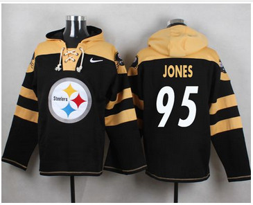 Nike Pittsburgh Steelers #95 Jarvis Jones Black Player Pullover NFL Hoodie