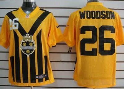 NEW Pittsburgh Steelers 26 Woodson Yellow NEW 1933s Throwback Jerseys(elite)