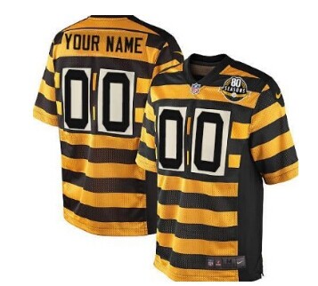 Nike Pittsburgh Steelers Customized Yellow With Black Throwback 80TH Jersey