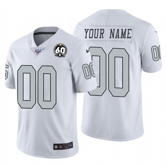 Nike Raiders Custom White 60th Anniversary Patch Men's Stitched NFL 100 Limited Color Rush Jersey Nike Raiders Custom White 60th Anniversary Patch Men's Stitched NFL 100 Limited Color Rush Jersey
