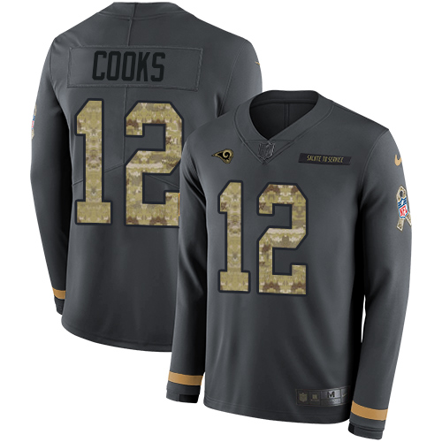 Nike Rams #12 Brandin Cooks Anthracite Salute to Service Men's Stitched NFL Limited Therma Long Sleeve Jersey Nike Rams #12 Brandin Cooks Anthracite Salute to Service Men's Stitched NFL Limited Therma Long Sleeve Jersey