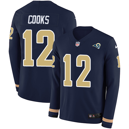 Nike Rams #12 Brandin Cooks Navy Blue Team Color Men's Stitched NFL Limited Therma Long Sleeve Jersey Nike Rams #12 Brandin Cooks Navy Blue Team Color Men's Stitched NFL Limited Therma Long Sleeve Jersey