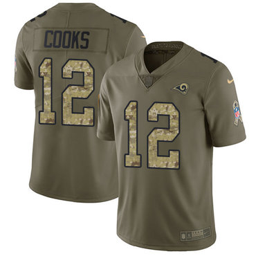 Nike Rams #12 Brandin Cooks Olive Camo Youth Stitched NFL Limited 2017 Salute to Service Jersey Nike Rams #12 Brandin Cooks Olive Camo Youth Stitched NFL Limited 2017 Salute to Service Jersey