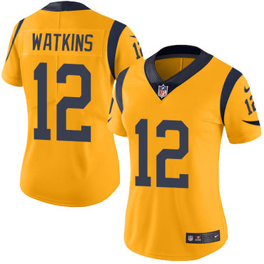 Nike Rams #12 Sammy Watkins Gold Women's Stitched NFL Limited Rush Jersey