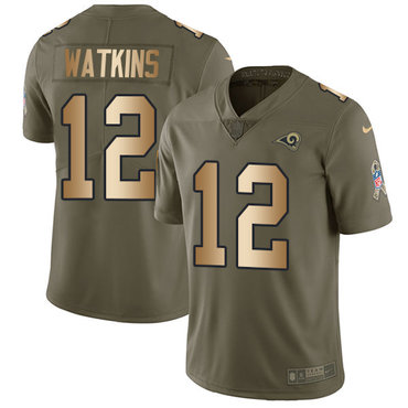 Nike Rams #12 Sammy Watkins Olive Gold Men's Stitched NFL Limited 2017 Salute To Service Jersey Nike Rams #12 Sammy Watkins Olive Gold Men's Stitched NFL Limited 2017 Salute To Service Jersey