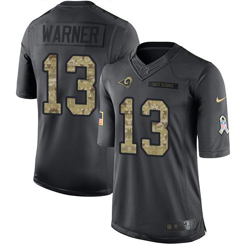 Nike Rams #13 Kurt Warner Black Men's Stitched NFL Limited 2016 Salute to Service Jersey Nike Rams #13 Kurt Warner Black Men's Stitched NFL Limited 2016 Salute to Service Jersey