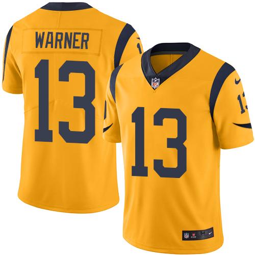 Nike Rams #13 Kurt Warner Gold Men's Stitched NFL Limited Rush Jersey Nike Rams #13 Kurt Warner Gold Men's Stitched NFL Limited Rush Jersey