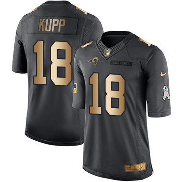 Nike Rams #18 Cooper Kupp Black Youth Stitched NFL Limited Gold Salute to Service Jersey