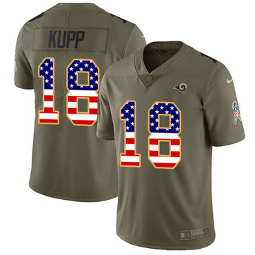 Nike Rams #18 Cooper Kupp Olive USA Flag Men's Stitched NFL Limited 2017 Salute To Service Jersey Nike Rams #18 Cooper Kupp Olive USA Flag Men's Stitched NFL Limited 2017 Salute To Service Jersey