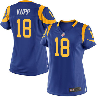 Nike Rams #18 Cooper Kupp Royal Blue Alternate Women's Stitched NFL Elite Jersey