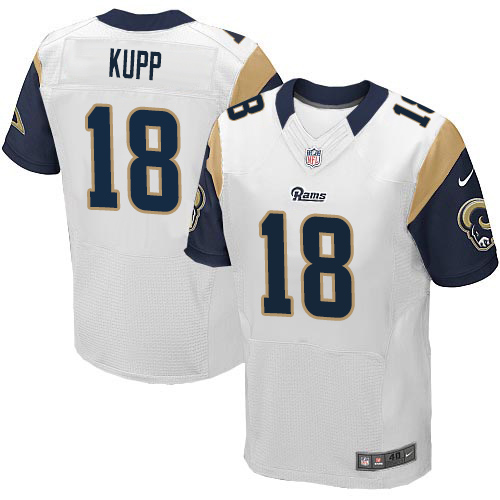 Nike Rams #18 Cooper Kupp White Men's Stitched NFL Elite Jersey Nike Rams #18 Cooper Kupp White Men's Stitched NFL Elite Jersey