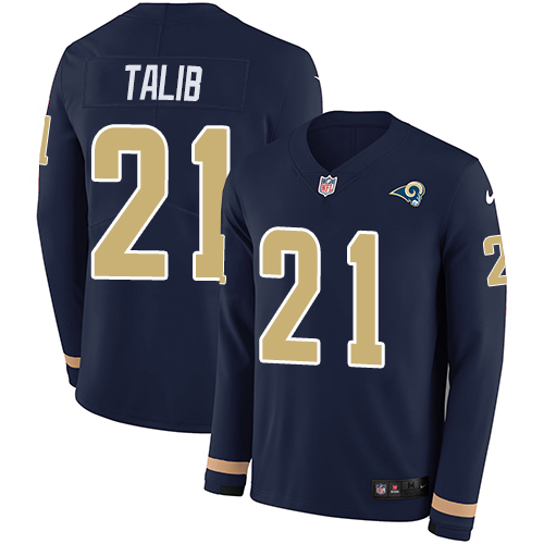 Nike Rams #21 Aqib Talib Navy Blue Team Color Men's Stitched NFL Limited Therma Long Sleeve Jersey Nike Rams #21 Aqib Talib Navy Blue Team Color Men's Stitched NFL Limited Therma Long Sleeve Jersey