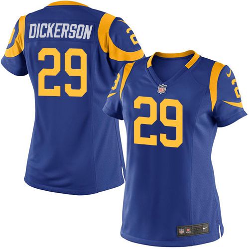 Nike Rams #29 Eric Dickerson Royal Blue Alternate Women's Stitched NFL Elite Jersey