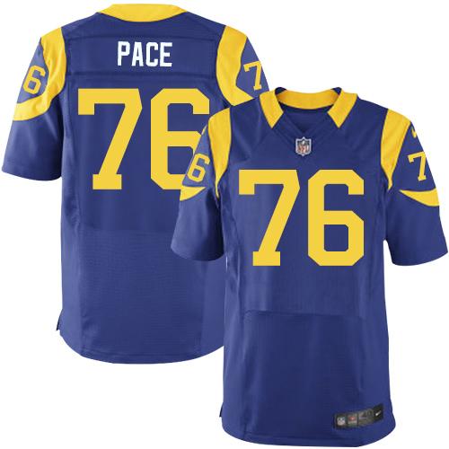 Nike Rams #76 Orlando Pace Royal Blue Alternate Men's Stitched NFL Elite Jersey Nike Rams #76 Orlando Pace Royal Blue Alternate Men's Stitched NFL Elite Jersey