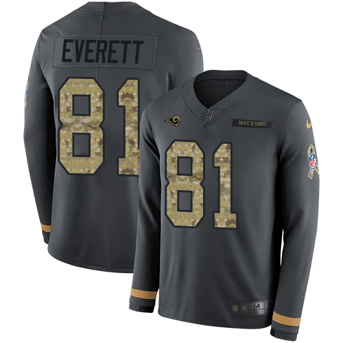 Nike Rams #81 Gerald Everett Anthracite Salute to Service Men's Stitched NFL Limited Therma Long Sleeve Jersey Nike Rams #81 Gerald Everett Anthracite Salute to Service Men's Stitched NFL Limited Therma Long Sleeve Jersey