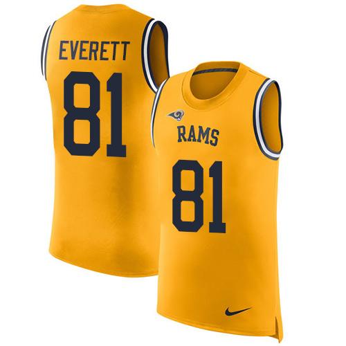 Nike Rams #81 Gerald Everett Gold Men's Stitched NFL Limited Rush Tank Top Jersey Nike Rams #81 Gerald Everett Gold Men's Stitched NFL Limited Rush Tank Top Jersey