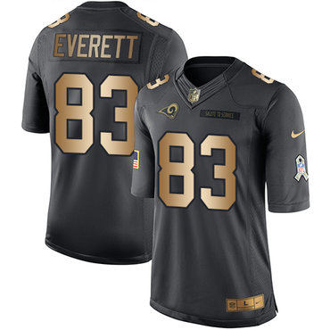 Nike Rams #83 Gerald Everett Black Men's Stitched NFL Limited Gold Salute To Service Jersey Nike Rams #83 Gerald Everett Black Men's Stitched NFL Limited Gold Salute To Service Jersey