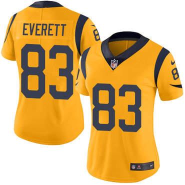 Nike Rams #83 Gerald Everett Gold Women's Stitched NFL Limited Rush Jersey