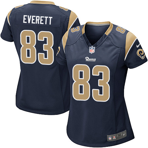 Nike Rams #83 Gerald Everett Navy Blue Team Color Women's Stitched NFL Elite Jersey