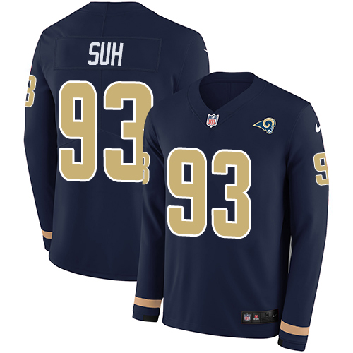 Nike Rams #93 Ndamukong Suh Navy Blue Team Color Men's Stitched NFL Limited Therma Long Sleeve Jersey Nike Rams #93 Ndamukong Suh Navy Blue Team Color Men's Stitched NFL Limited Therma Long Sleeve Jersey