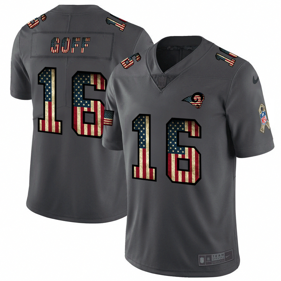 Nike Rams 16 Jared Goff 2019 Salute To Service USA Flag Fashion Limited Jersey Nike Rams 16 Jared Goff 2019 Salute To Service USA Flag Fashion Limited Jersey