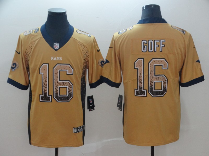 Nike Rams 16 Jared Goff Gold Drift Fashion Limited Jersey Nike Rams 16 Jared Goff Gold Drift Fashion Limited Jersey