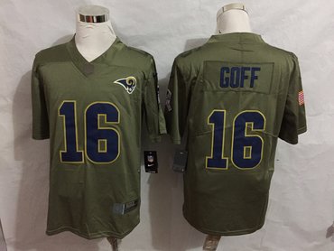 Nike Rams 16 Jared Goff Olive Salute To Service Limited Jersey Nike Rams 16 Jared Goff Olive Salute To Service Limited Jersey
