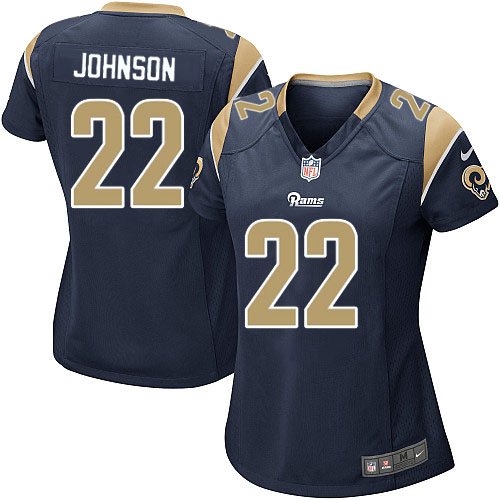 Nike Rams 22 Trumaine Johnson Navy Women Game Jersey