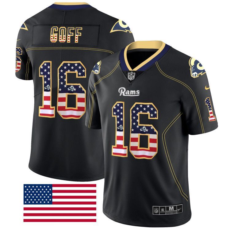 Nike Rams 99 Jared Goff Black USA Flag Fashion Limited Jersey Nike Rams 99 Jared Goff Black USA Flag Fashion Limited Jersey