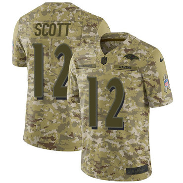 Nike Ravens #12 Jaleel Scott Camo Men's Stitched NFL Limited 2018 Salute To Service Jersey Nike Ravens #12 Jaleel Scott Camo Men's Stitched NFL Limited 2018 Salute To Service Jersey