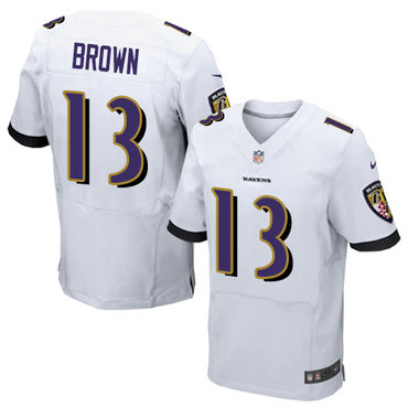 Nike Ravens #13 John Brown White Men's Stitched NFL New Elite Jersey Nike Ravens #13 John Brown White Men's Stitched NFL New Elite Jersey