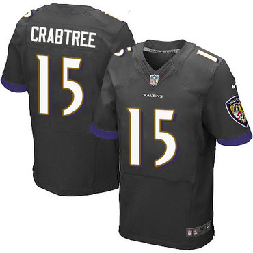 Nike Ravens #15 Michael Crabtree Black Alternate Men's Stitched NFL New Elite Jersey Nike Ravens #15 Michael Crabtree Black Alternate Men's Stitched NFL New Elite Jersey