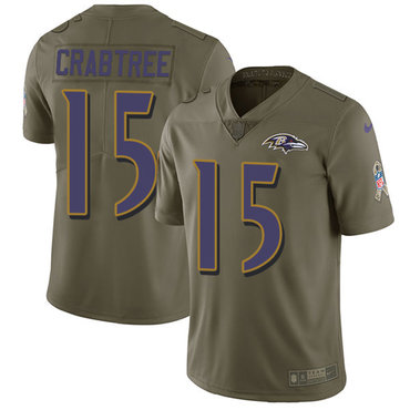 Nike Ravens #15 Michael Crabtree Olive Men's Stitched NFL Limited 2017 Salute To Service Jersey Nike Ravens #15 Michael Crabtree Olive Men's Stitched NFL Limited 2017 Salute To Service Jersey