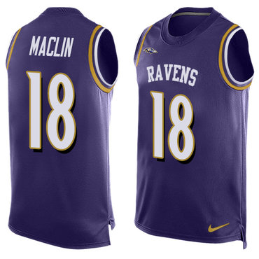 Nike Ravens #18 Jeremy Maclin Purple Team Color Men's Stitched NFL Limited Tank Top Jersey