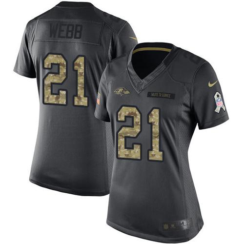Nike Ravens #21 Lardarius Webb Black Women's Stitched NFL Limited 2016 Salute to Service Jersey