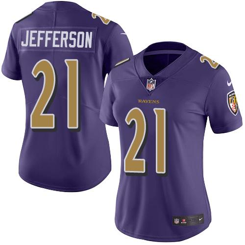 Nike Ravens #21 Tony Jefferson Purple Women's Stitched NFL Limited Rush Jersey