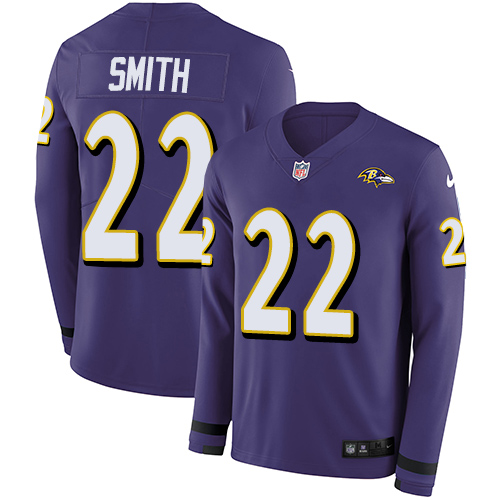 Nike Ravens #22 Jimmy Smith Purple Team Color Men's Stitched NFL Limited Therma Long Sleeve Jersey Nike Ravens #22 Jimmy Smith Purple Team Color Men's Stitched NFL Limited Therma Long Sleeve Jersey