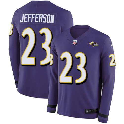 Nike Ravens #23 Tony Jefferson Purple Team Color Men's Stitched NFL Limited Therma Long Sleeve Jersey Nike Ravens #23 Tony Jefferson Purple Team Color Men's Stitched NFL Limited Therma Long Sleeve Jersey