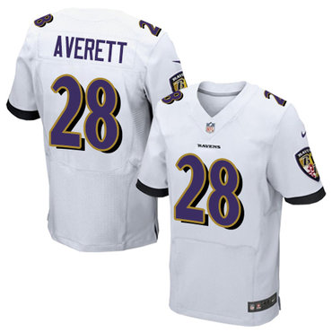Nike Ravens #28 Anthony Averett White Men's Stitched NFL New Elite Jersey Nike Ravens #28 Anthony Averett White Men's Stitched NFL New Elite Jersey