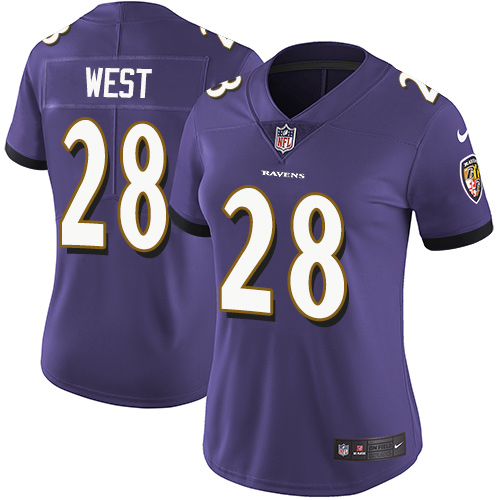 Nike Ravens #28 Terrance West Purple Team Color Women's Stitched NFL Vapor Untouchable Limited Jersey