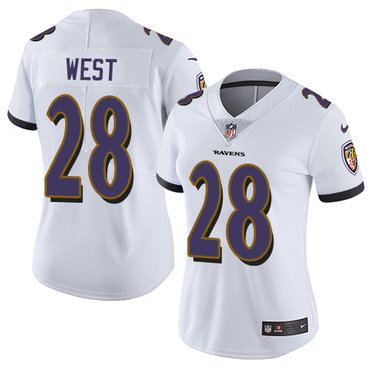 Nike Ravens #28 Terrance West White Women's Stitched NFL Vapor Untouchable Limited Jersey