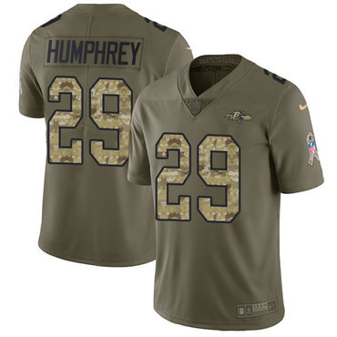 Nike Ravens #29 Marlon Humphrey Olive Camo Men's Stitched NFL Limited 2017 Salute To Service Jersey