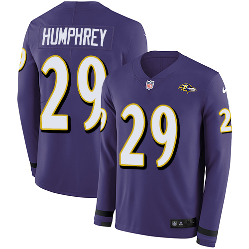 Nike Ravens #29 Marlon Humphrey Purple Team Color Men's Stitched NFL Limited Therma Long Sleeve Jersey Nike Ravens #29 Marlon Humphrey Purple Team Color Men's Stitched NFL Limited Therma Long Sleeve Jersey