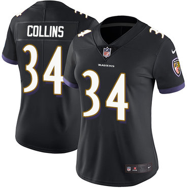 Nike Ravens #34 Alex Collins Black Alternate Women's Stitched NFL Vapor Untouchable Limited Jersey